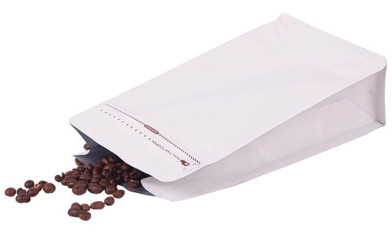 REMTAP Coffee Bags with Valve(50pcs,8oz) White High Barrier Aluminumed Foil Flat Bottom Standing Coffee Beans Storage Bags,Reusable Heat Sealable Side Zipper Pouches for Home or Store - Image 4